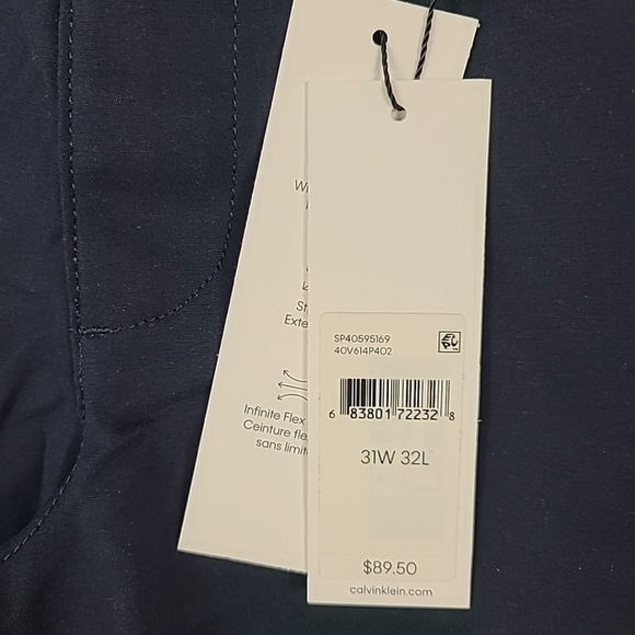 NEW Calvin Klein Pants Mens 31x32 Blue Chino 5 Pocket Strech Comfort Casual - Picture 3 of 6